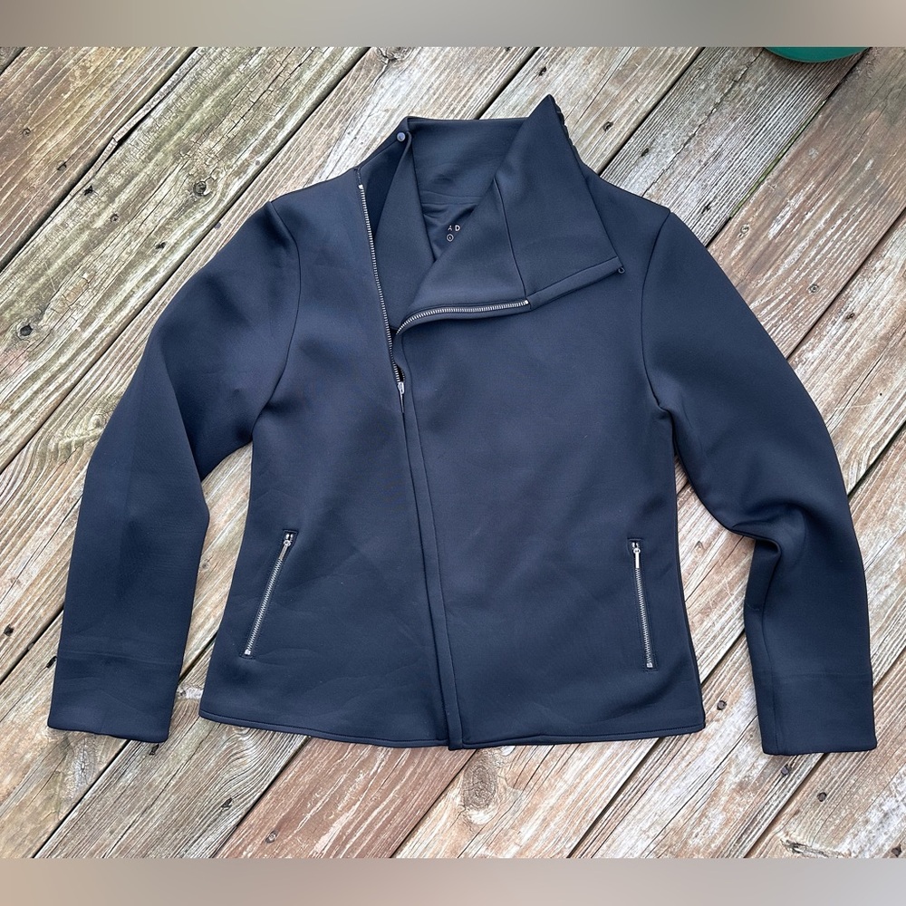 ADAY Up In The Air Jacket Scuba Asymmetrical Zip Biker Jacket - Picture 5 of 9